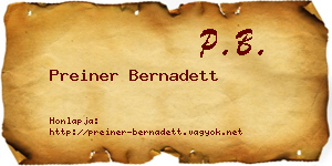 Preiner Bernadett névjegykártya